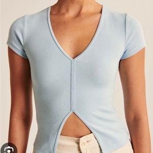 Abercrombie & Fitch Brown Ribbed Split Hem Top